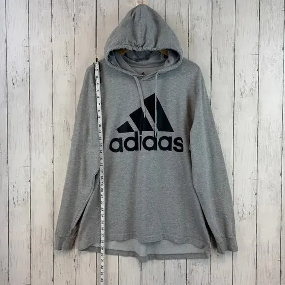 Adidas Grey Essentials Aeroready Graphic Logo Performance Hoodie Size XL - Picture 12 of 13